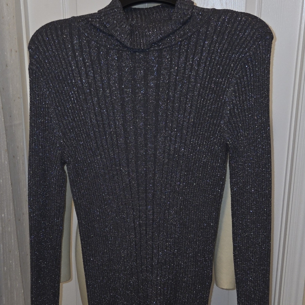 212 Collection Shimmering Gray Turtleneck Sweater